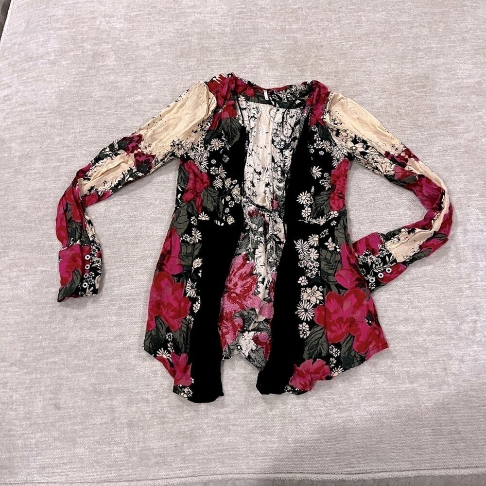 Free People Mikayla Printed Tunic Twilight Combo Size XS Floral Long Sleeve - Picture 2 of 5